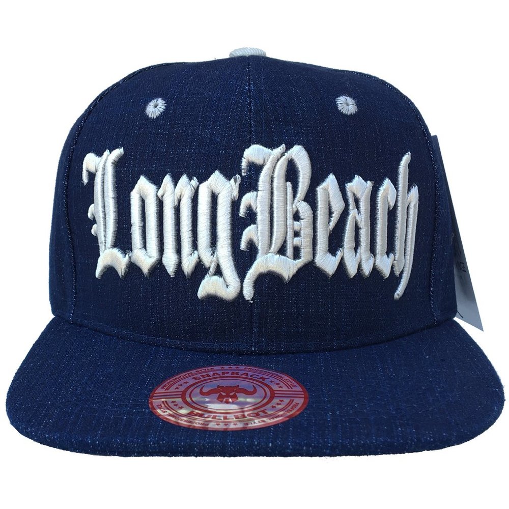 Headchange Long Beach Flat Brim Blue Denim Cap Snap Back